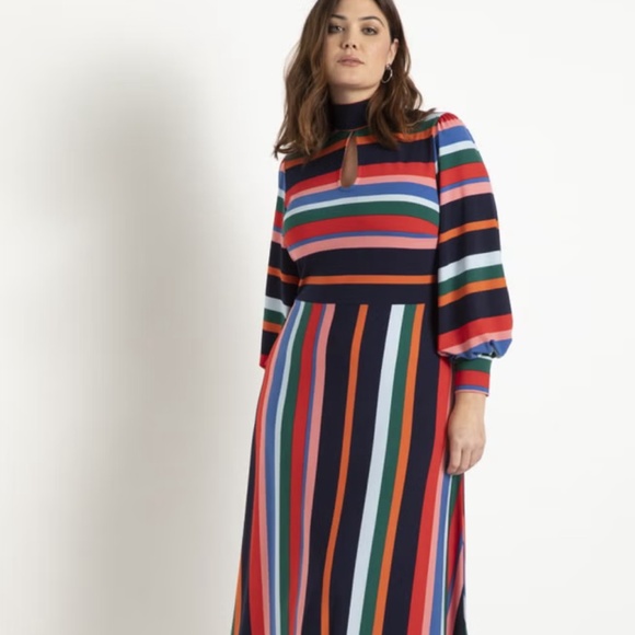 Eloquii Dresses & Skirts - Eloquii Rainbow Stripe A-line Dress Size 16